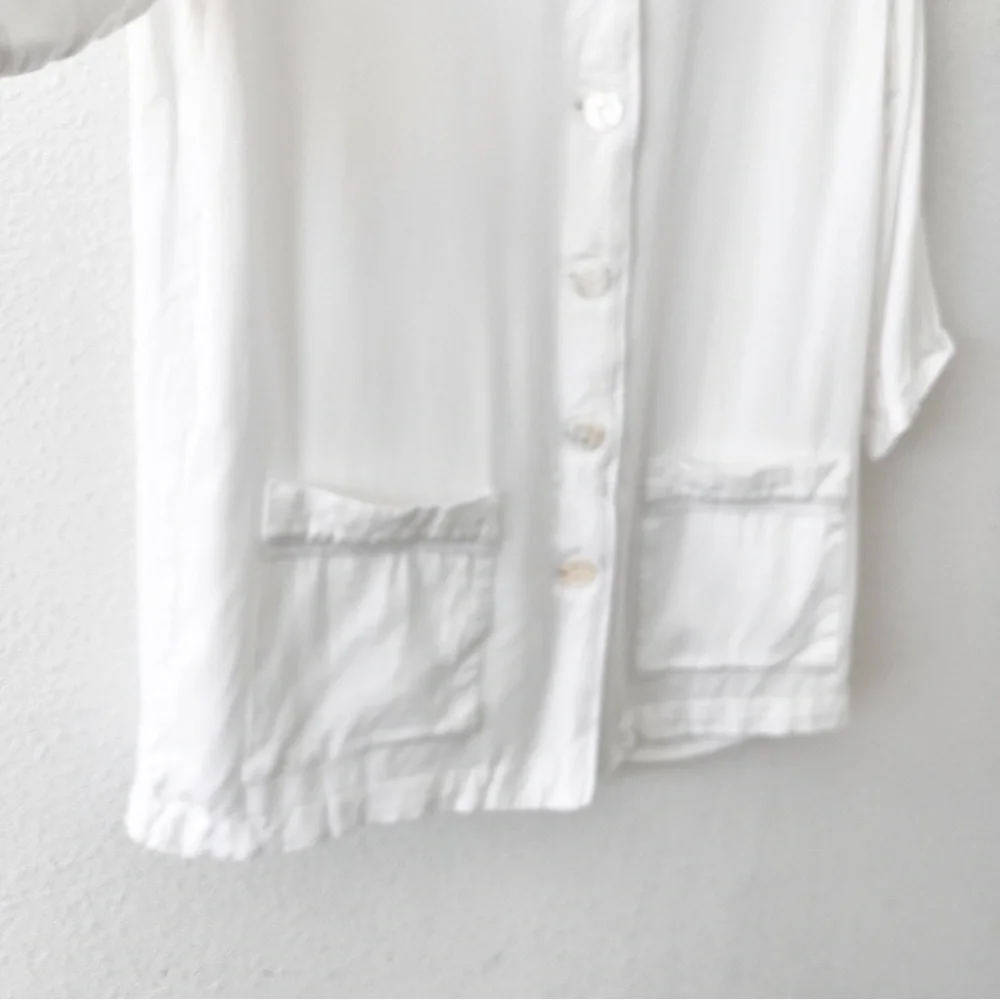 Sleeper Ostrich Feather White Button Down Sleepwear Luxury Loungewear Pajama Top